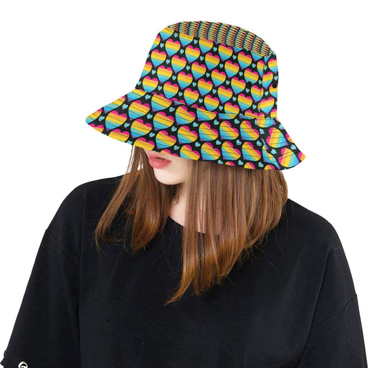 Rainbow Heart Print Pattern Unisex Bucket Hat