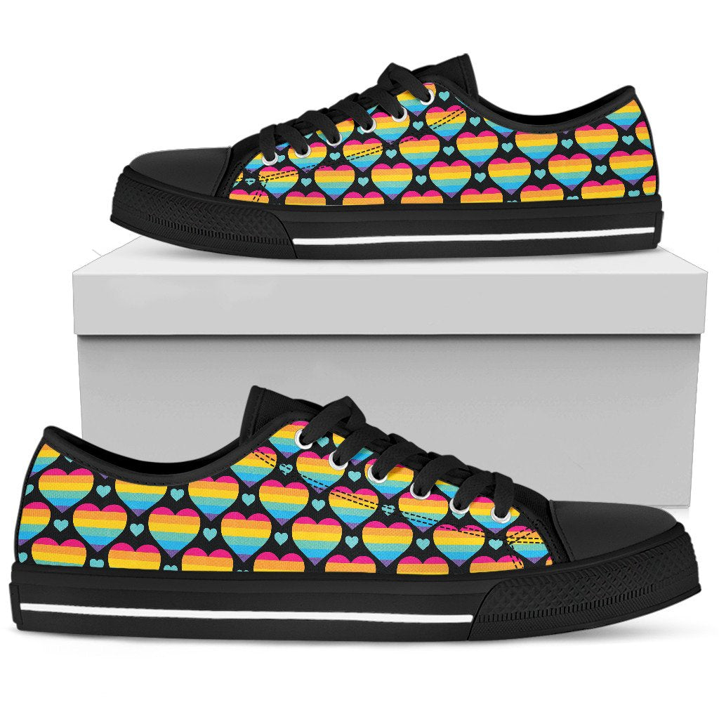 Rainbow Heart Print Pattern Women Low Top Shoes-JTAMIGO.COM