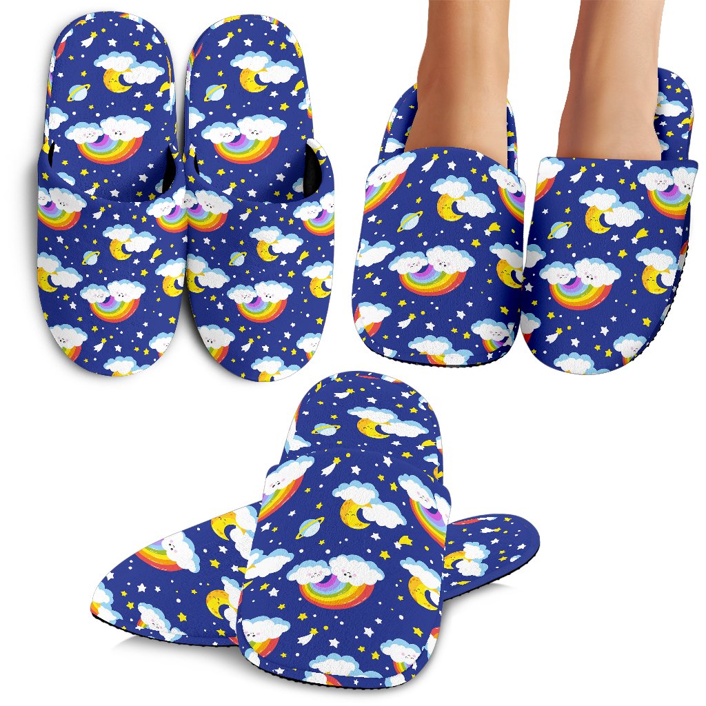Rainbow Space Design Print House Slippers