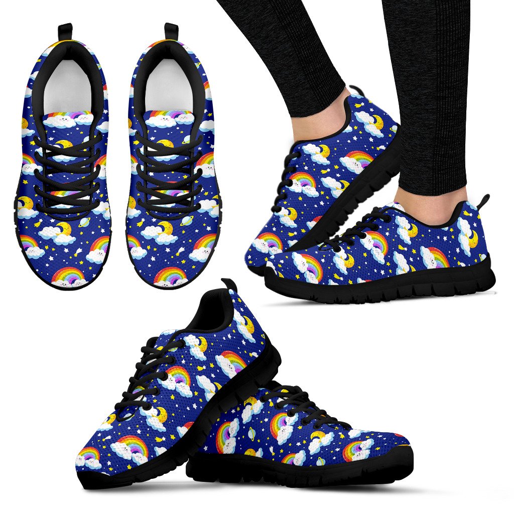 Rainbow Space Design Print Women Sneakers Shoes