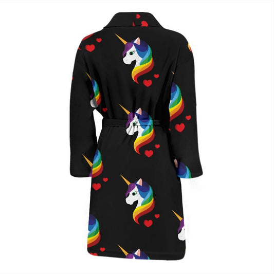 Rainbow Unicorn Pattern Print Design A03 Men Bathrobe-JORJUNE.COM