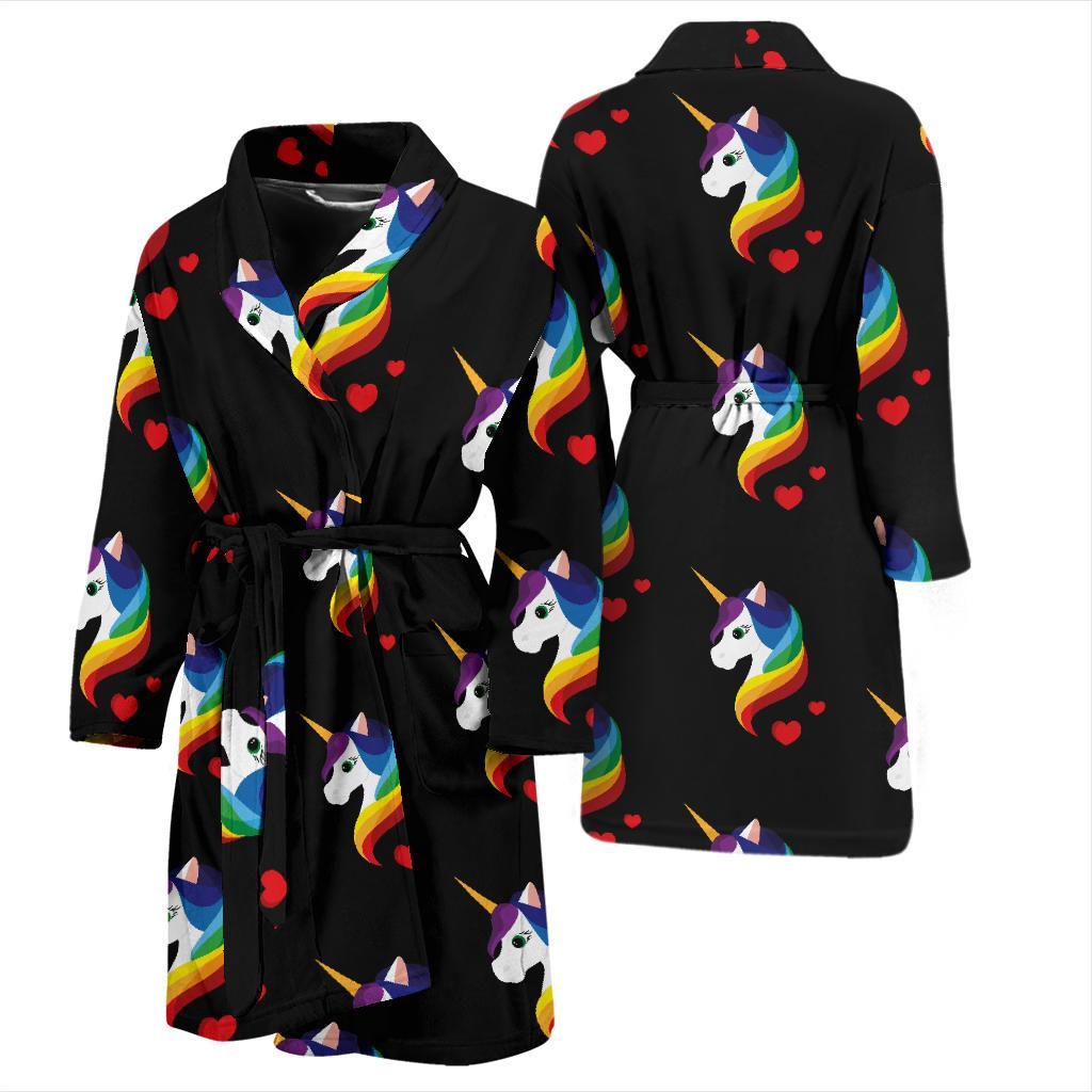 Rainbow Unicorn Pattern Print Design A03 Men Bathrobe-JORJUNE.COM