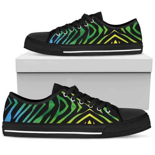 Rainbow Zebra Themed Print Women Low Top Shoes-JTAMIGO.COM