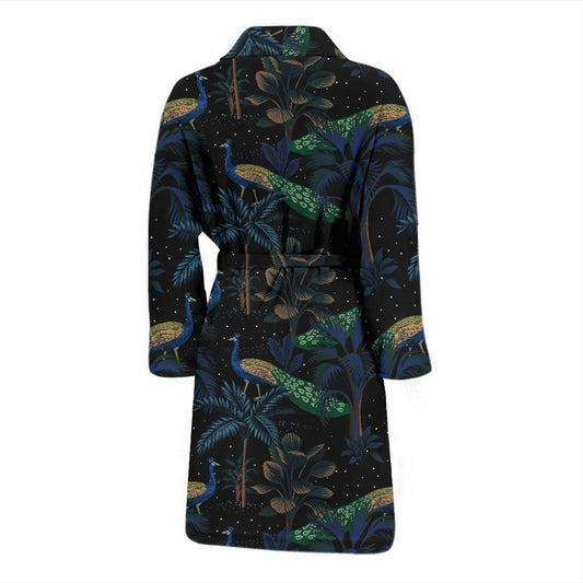 Rainforest Peacock Pattern Print Design A04 Men Bathrobe-JORJUNE.COM