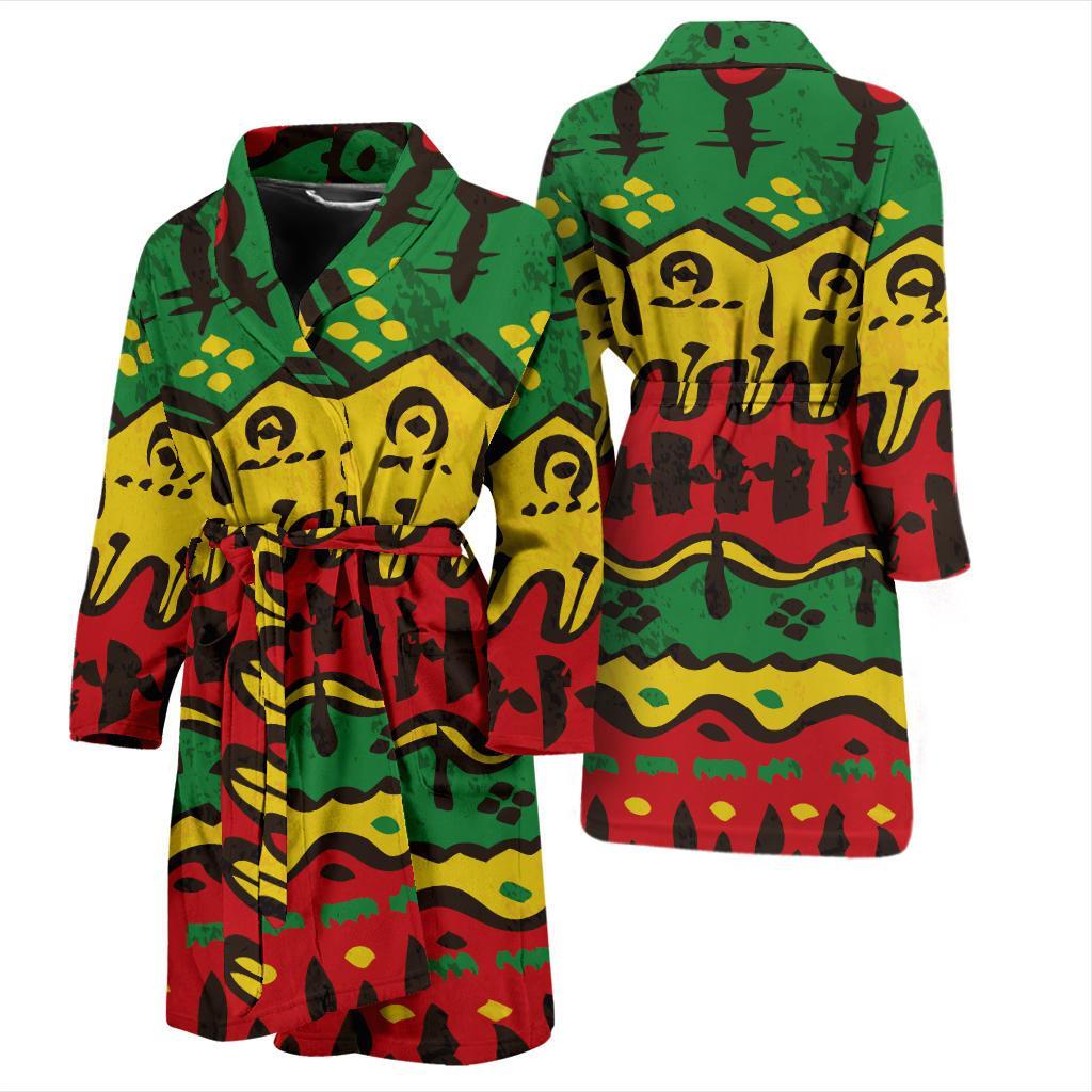 Rasta Pattern Print Design A01 Men Bathrobe-JORJUNE.COM