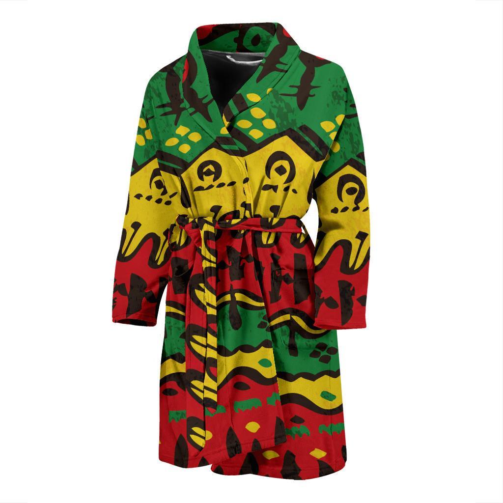 Rasta Pattern Print Design A01 Men Bathrobe-JORJUNE.COM