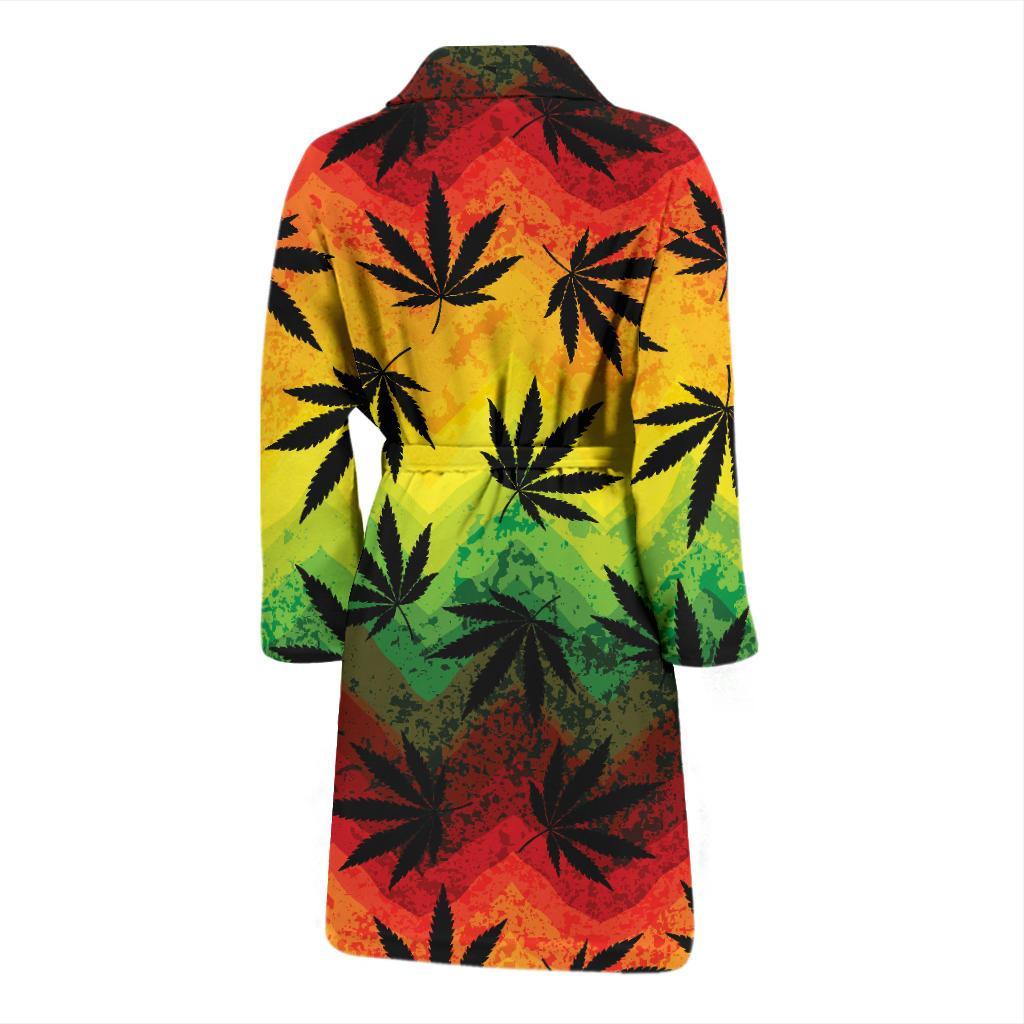 Rasta Pattern Print Design A02 Men Bathrobe-JORJUNE.COM