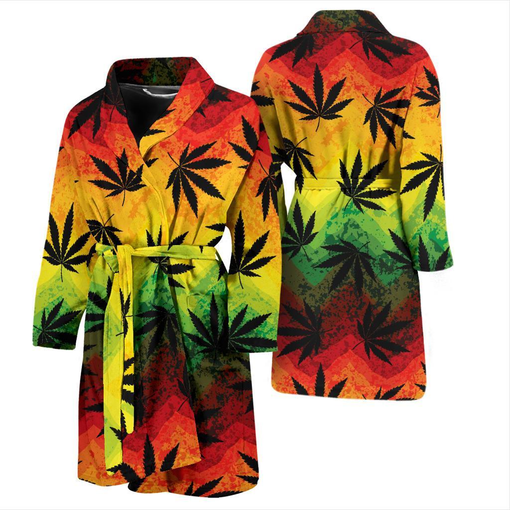 Rasta Pattern Print Design A02 Men Bathrobe-JORJUNE.COM