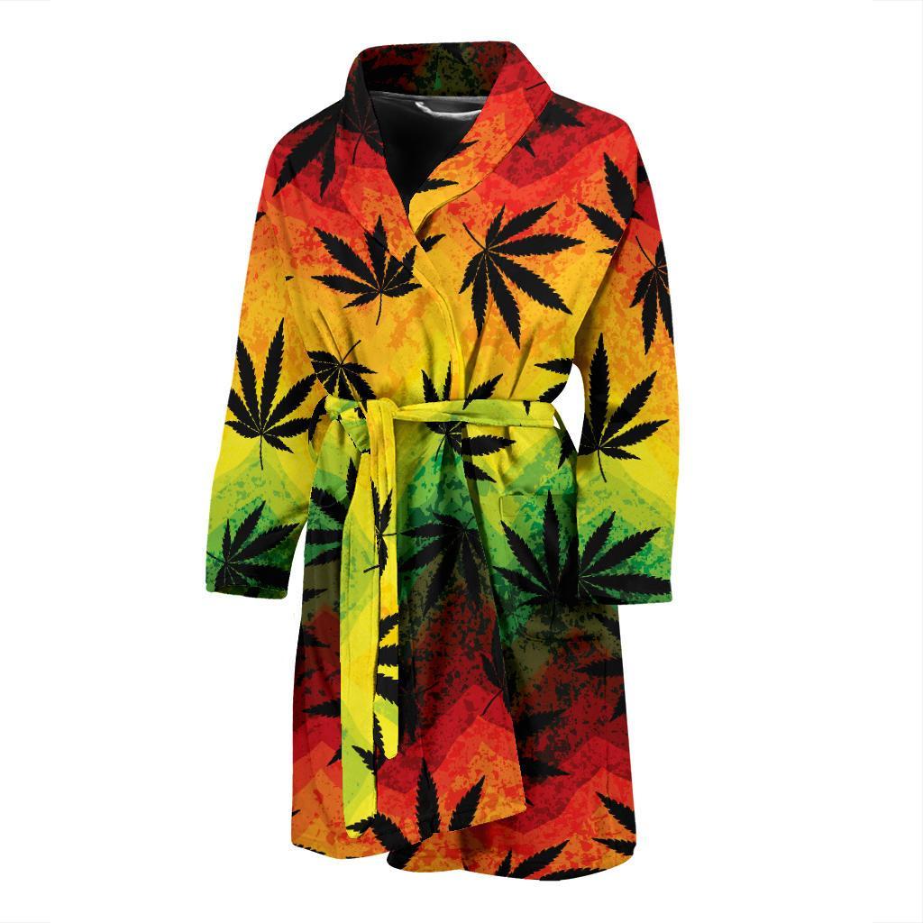 Rasta Pattern Print Design A02 Men Bathrobe-JORJUNE.COM