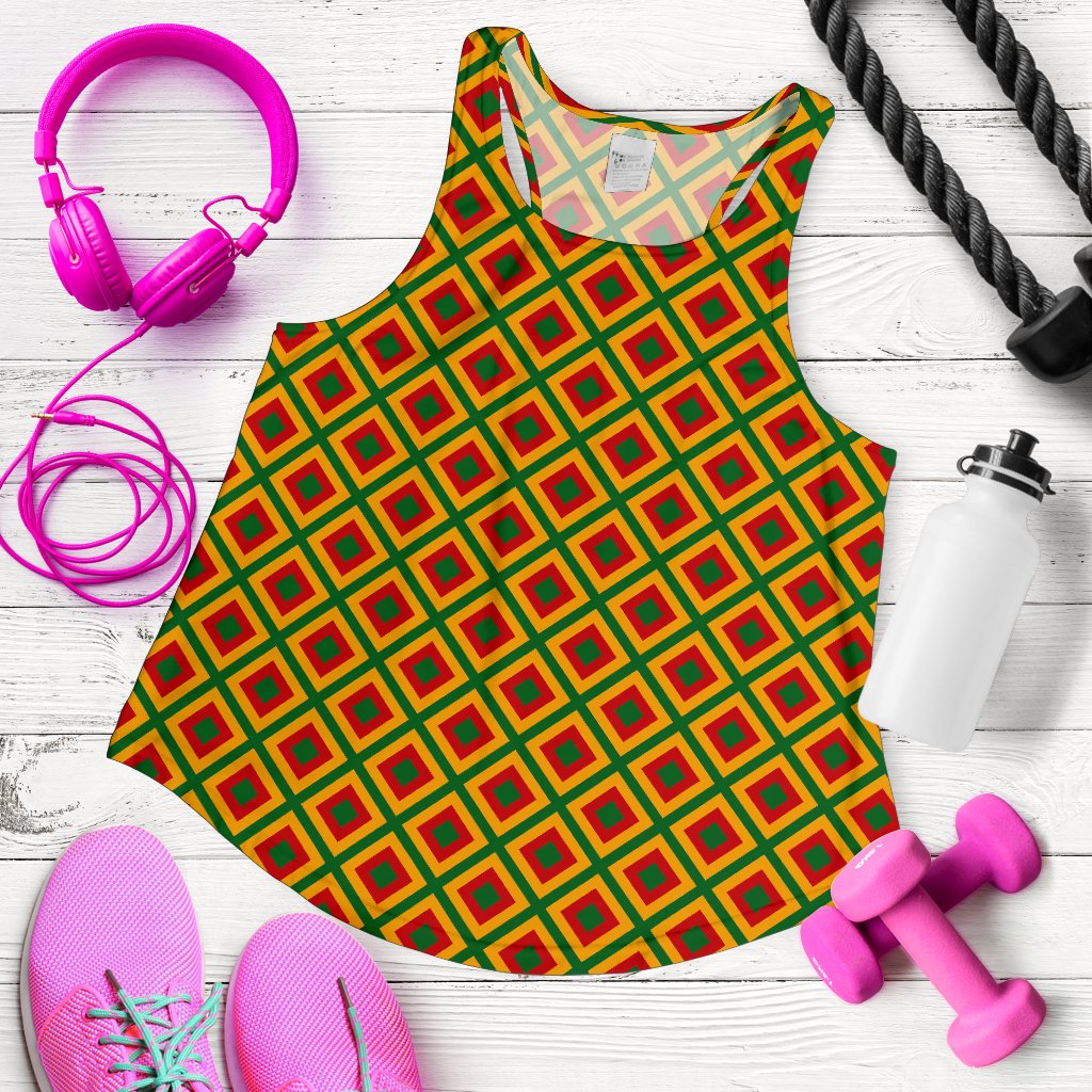 Rasta Reggae Color Cross Women Racerback Tank Top
