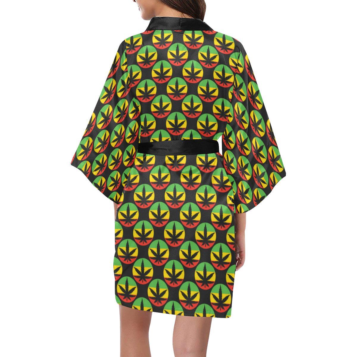 Rasta Reggae Color Design Women Short Kimono Robe