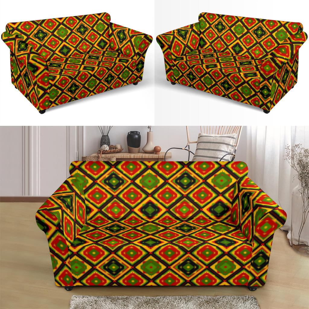 Rasta Reggae Color Pattern Loveseat Slipcover-JTAMIGO.COM