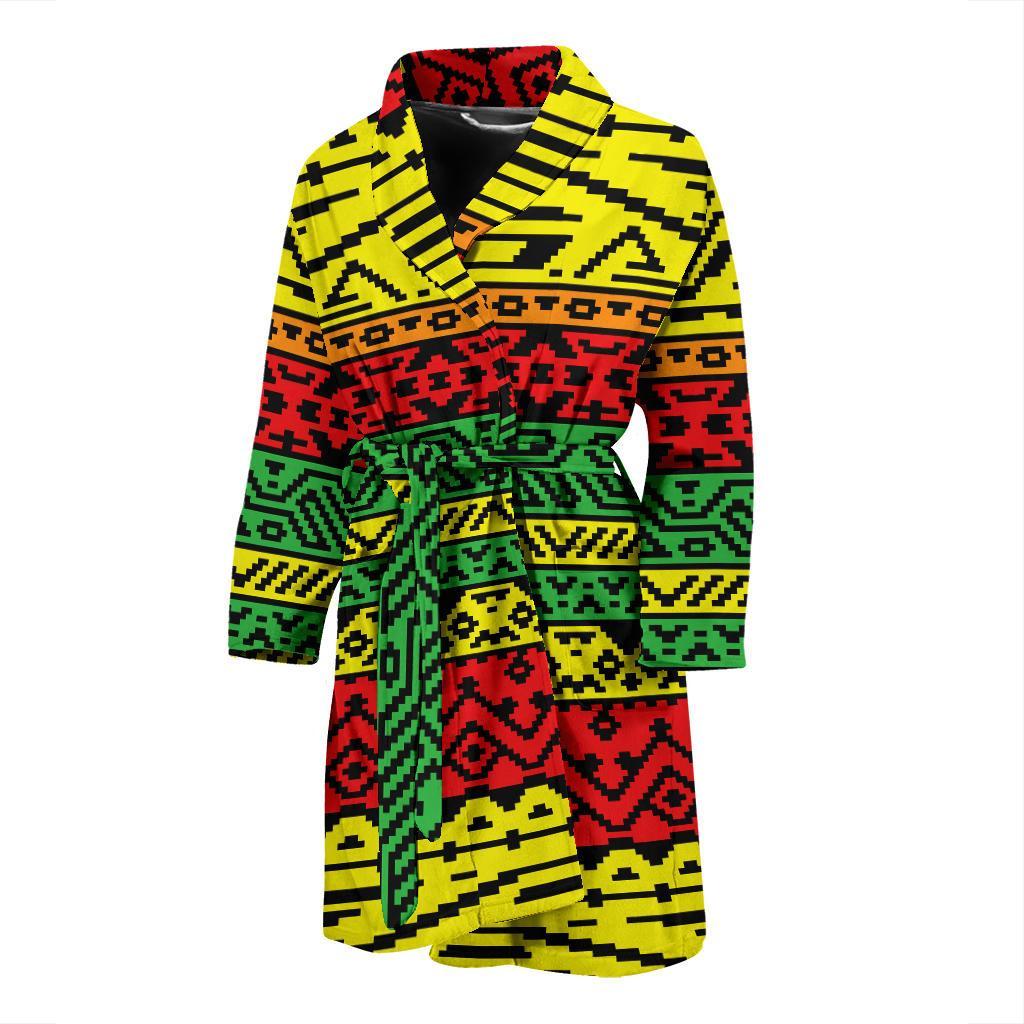 Rastafarian Pattern Print Design A02 Men Bathrobe-JORJUNE.COM
