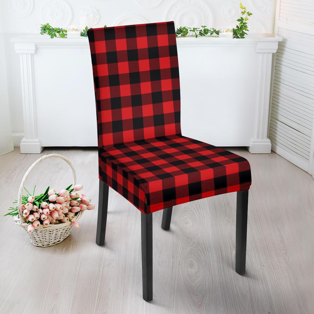Red Black Buffalo Tartan Plaid Pattern Dining Chair Slipcover-JTAMIGO.COM