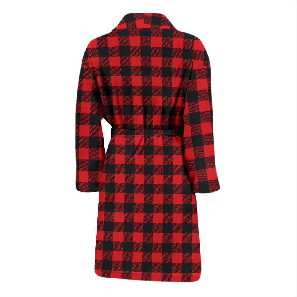Red Black Buffalo Tartan Plaid Pattern Men Bath Robe-JTAMIGO.COM