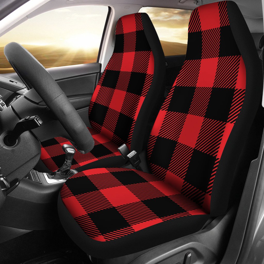 Red Black Buffalo Tartan Plaid Pattern Universal Fit Car Seat Covers
