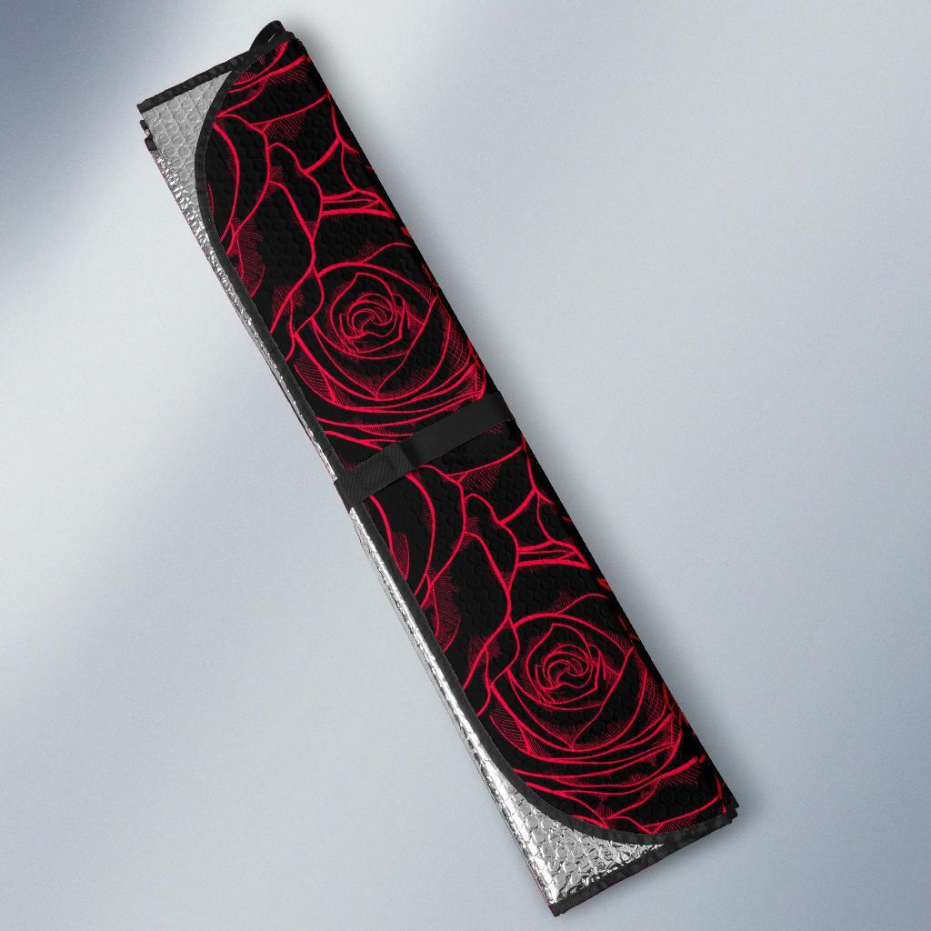 Red Rose Design Print Car Sun Shade For Windshield