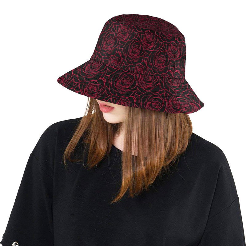 Red Rose Design Print Unisex Bucket Hat