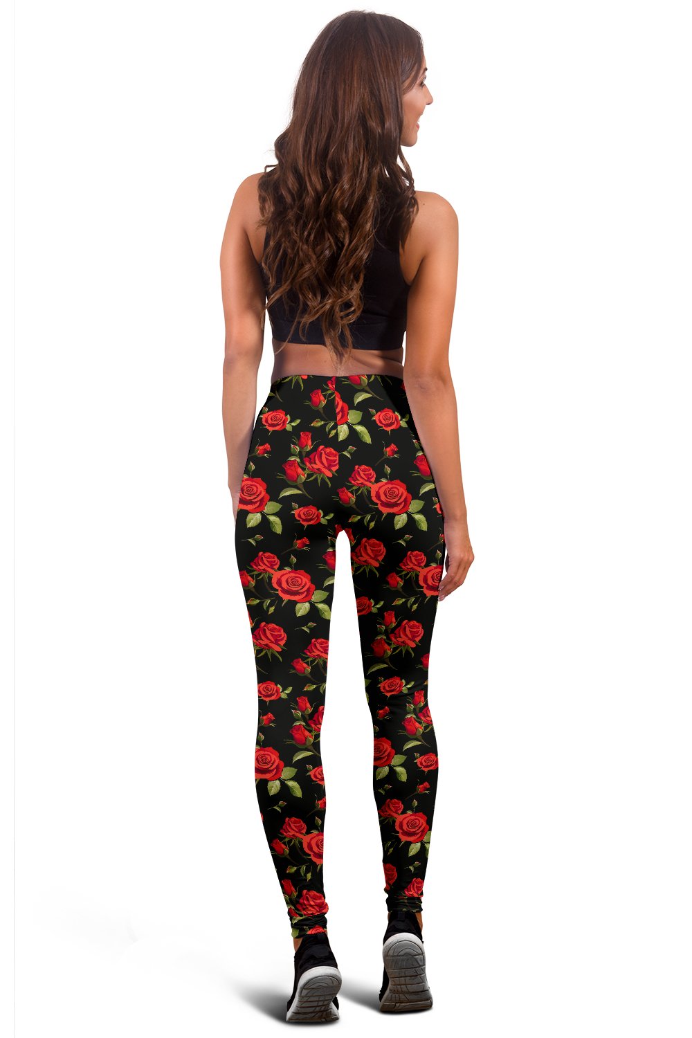 Red Rose Themed Print Women Leggings