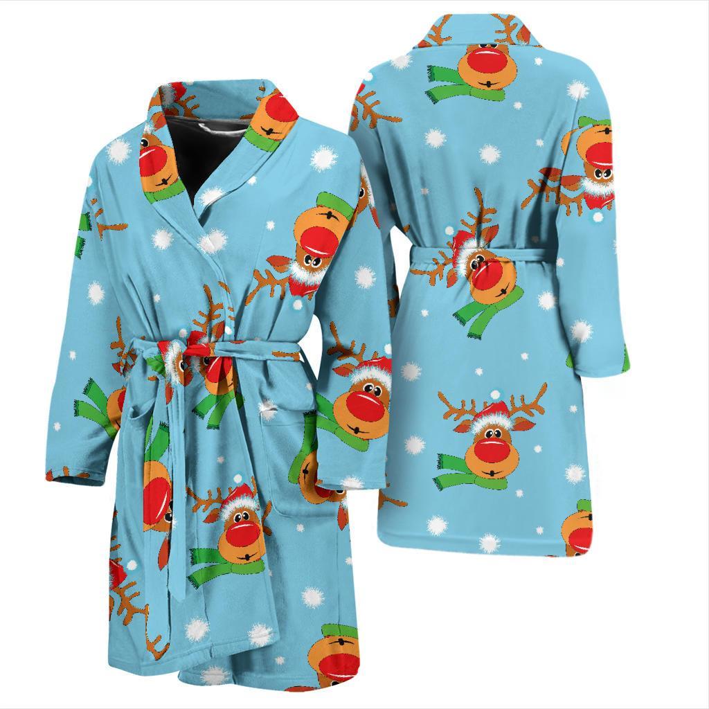 Reindeer cute Pattern Print Design 02 Men Bathrobe-JORJUNE.COM
