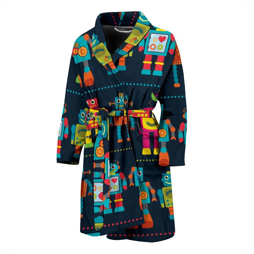 Robot Pattern Print Design A01 Men Bathrobe-JORJUNE.COM