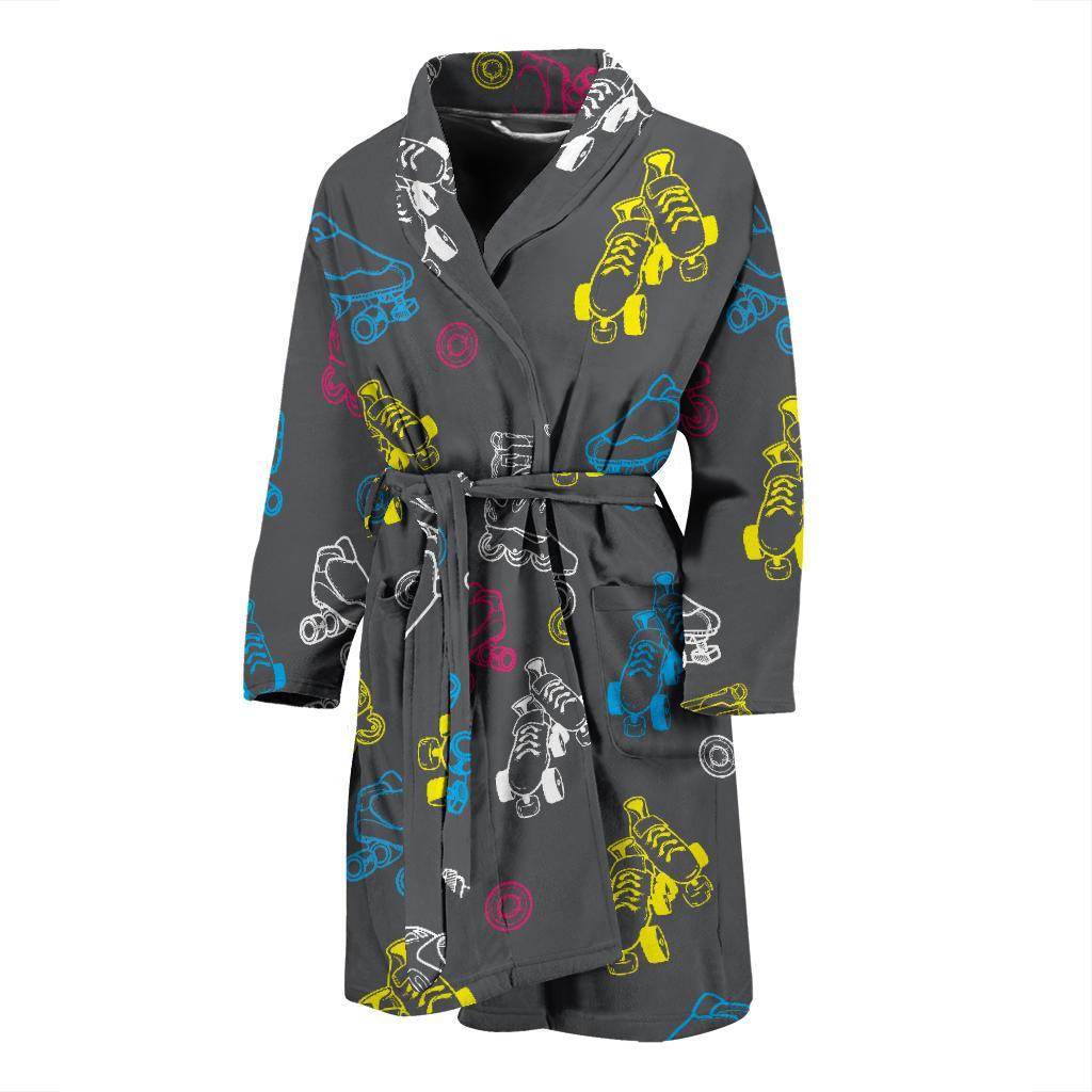 Roller skate Pattern Print Design A02 Men Bathrobe-JORJUNE.COM