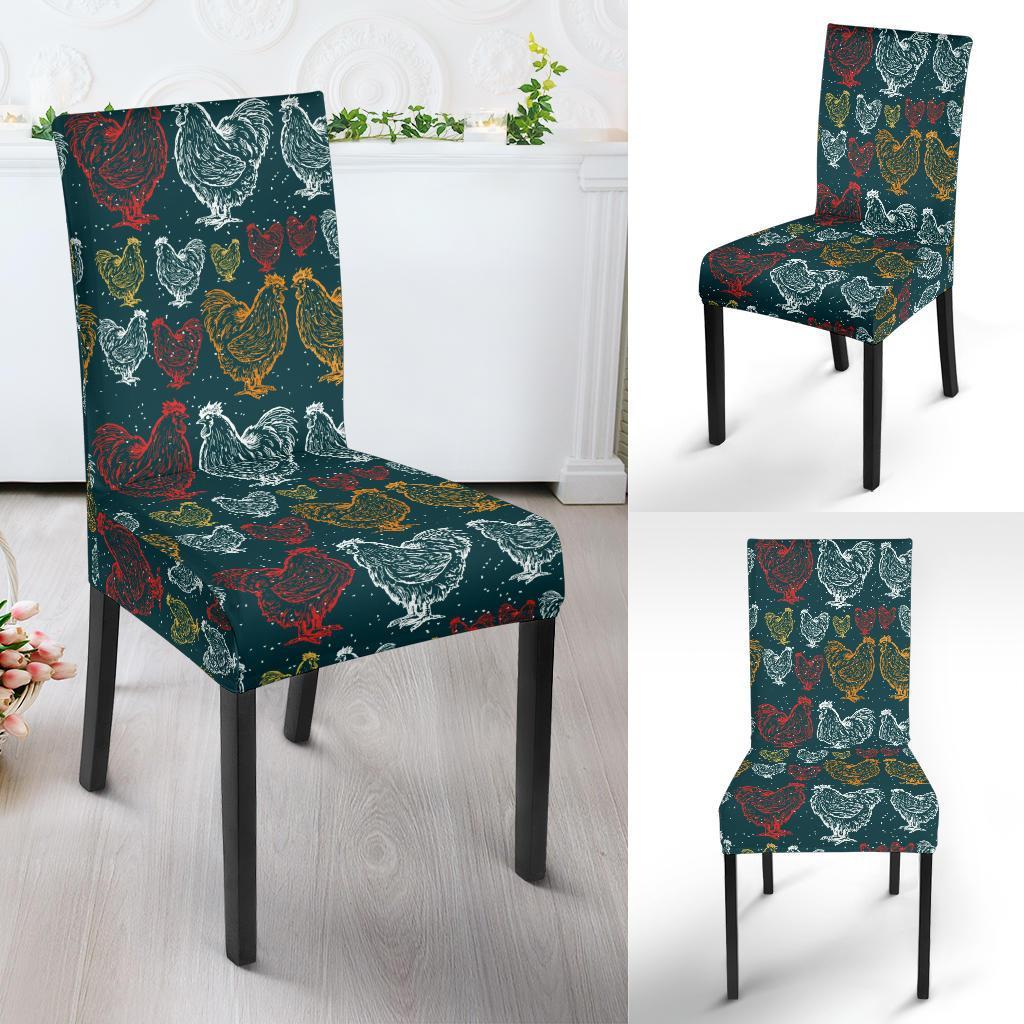 Rooster Hand Draw Design Dining Chair Slipcover-JTAMIGO.COM