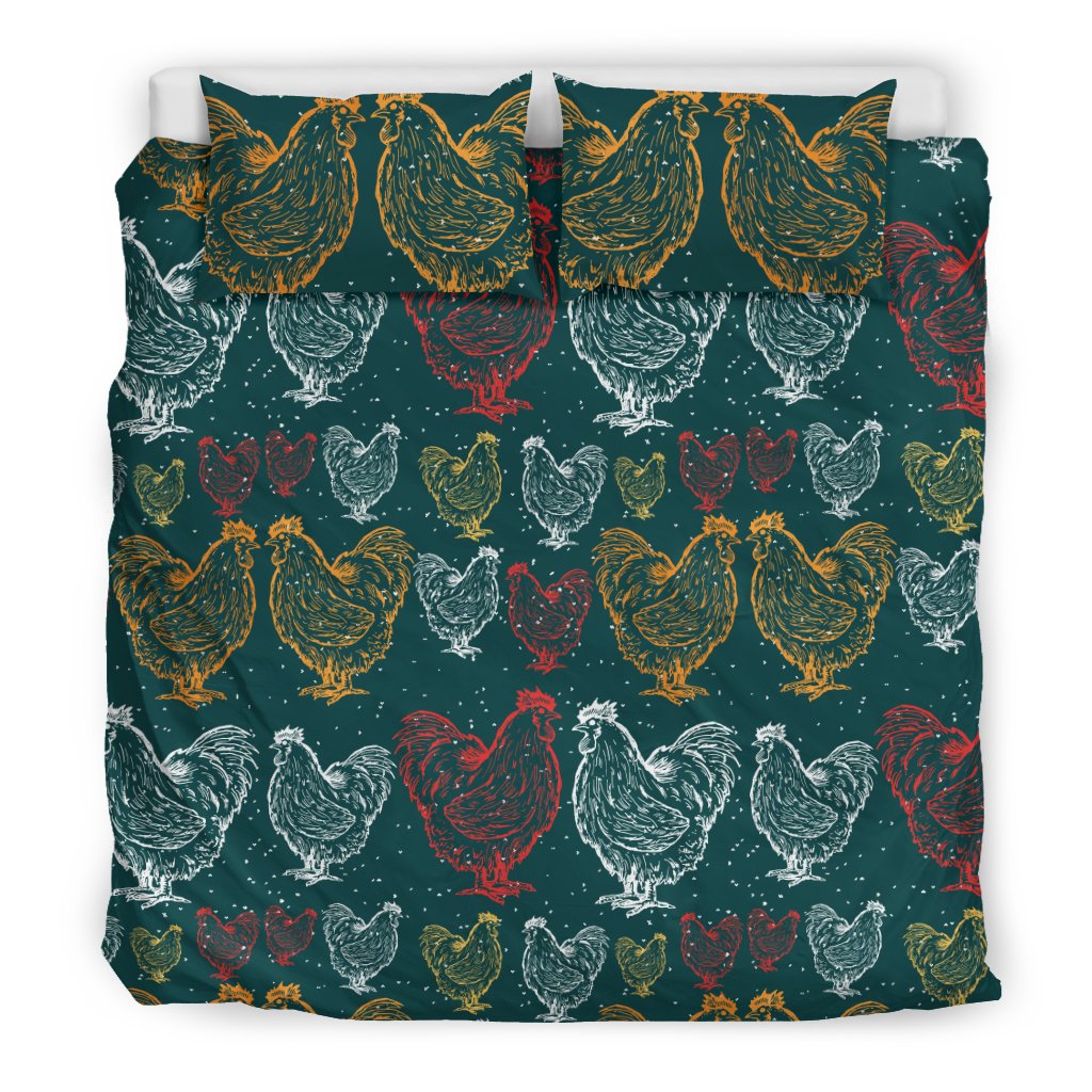 Rooster Hand Draw Design Duvet Cover Bedding Set
