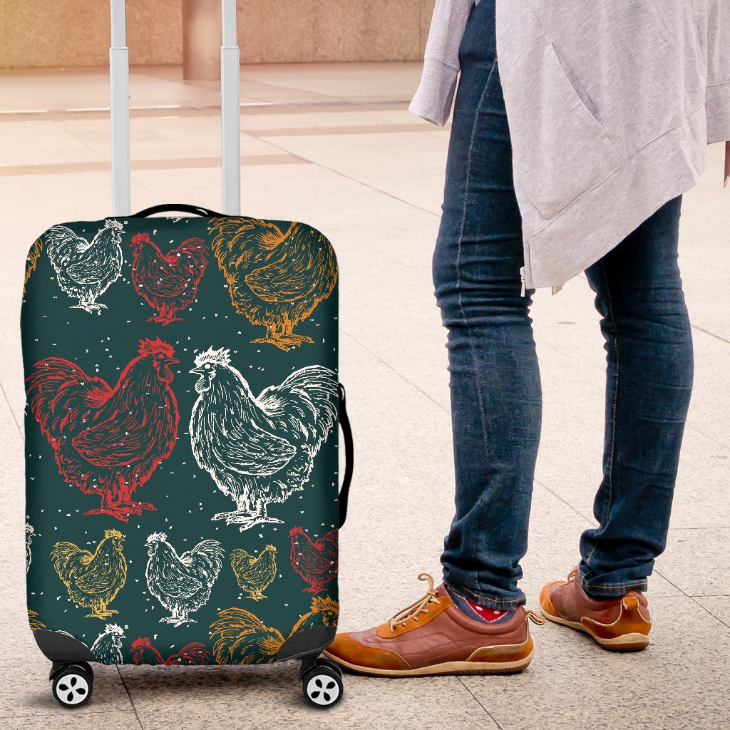 Rooster Hand Draw Design Luggage Cover Protector