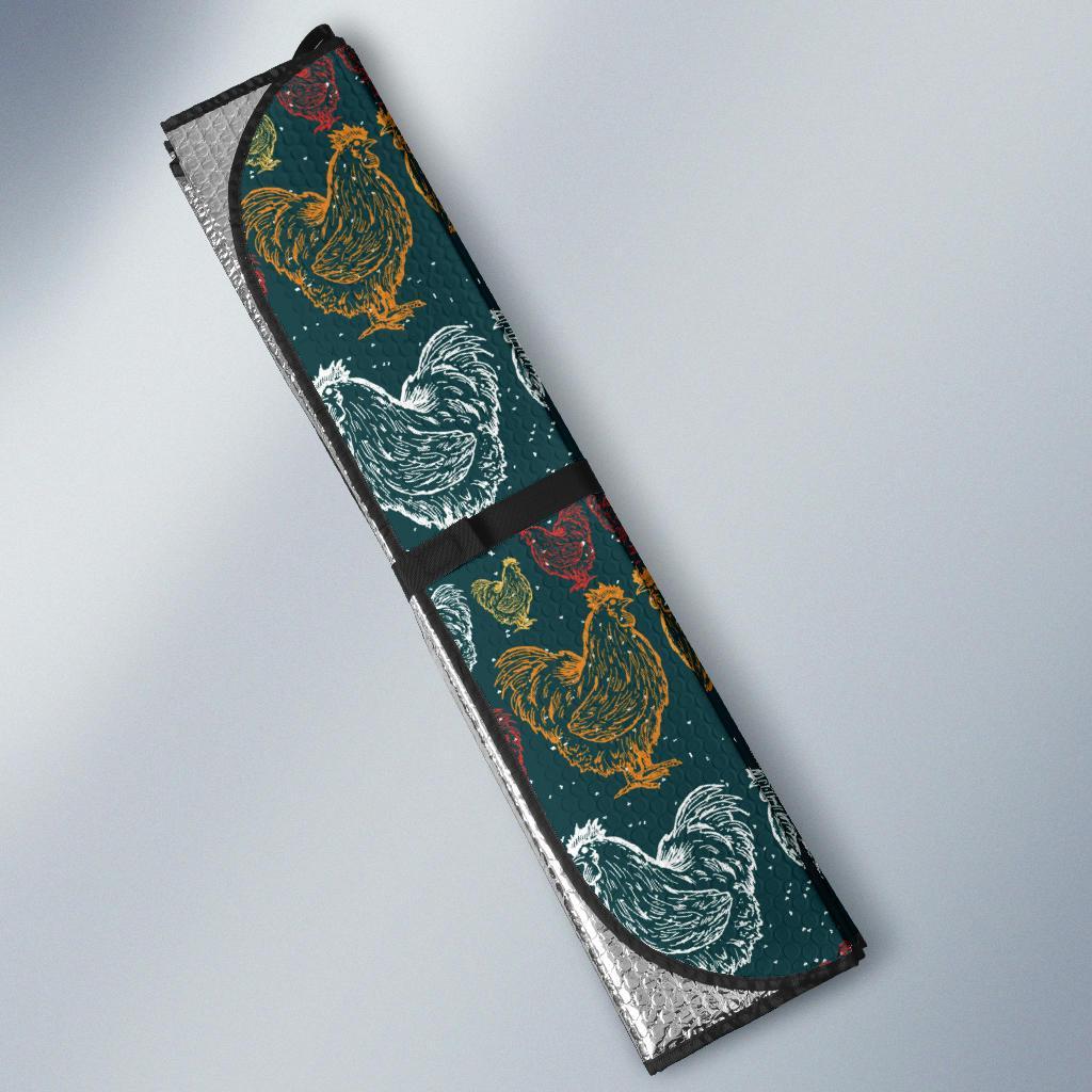Rooster Hand Drawn Design Car Sun Shade For Windshield