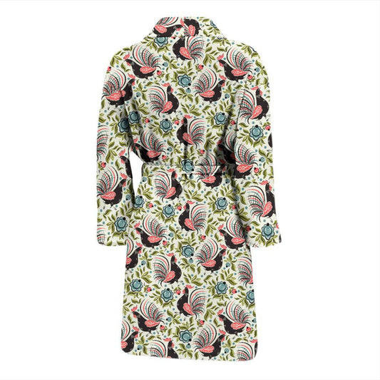 Rooster Print Design Men Bath Robe-JTAMIGO.COM