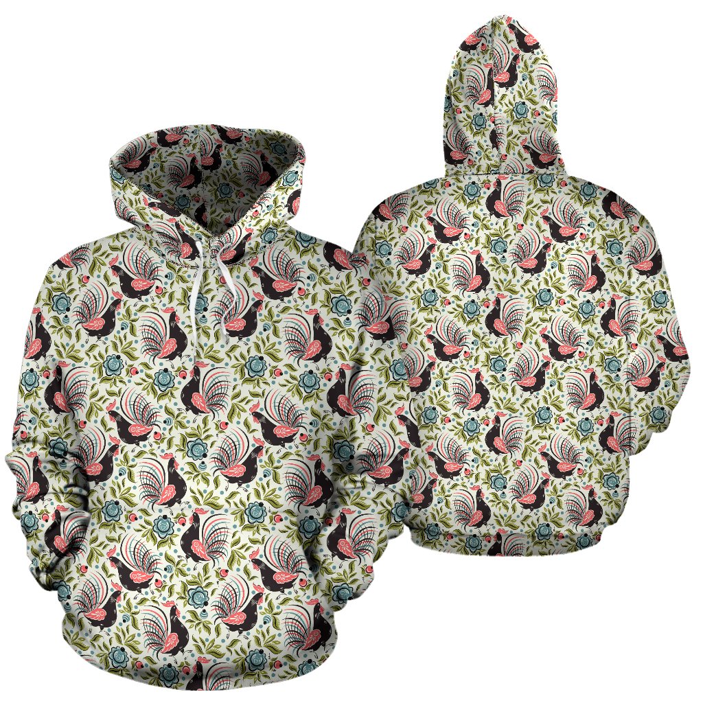 Rooster Print Design Pullover Hoodie