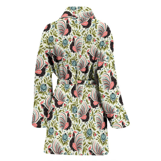 Rooster Print Design Women Bath Robe-JTAMIGO.COM
