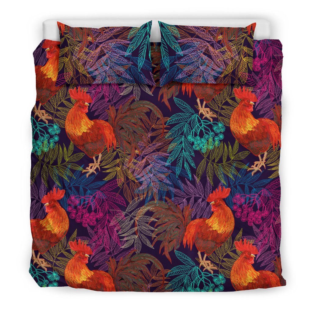 Rooster Print Style Duvet Cover Bedding Set