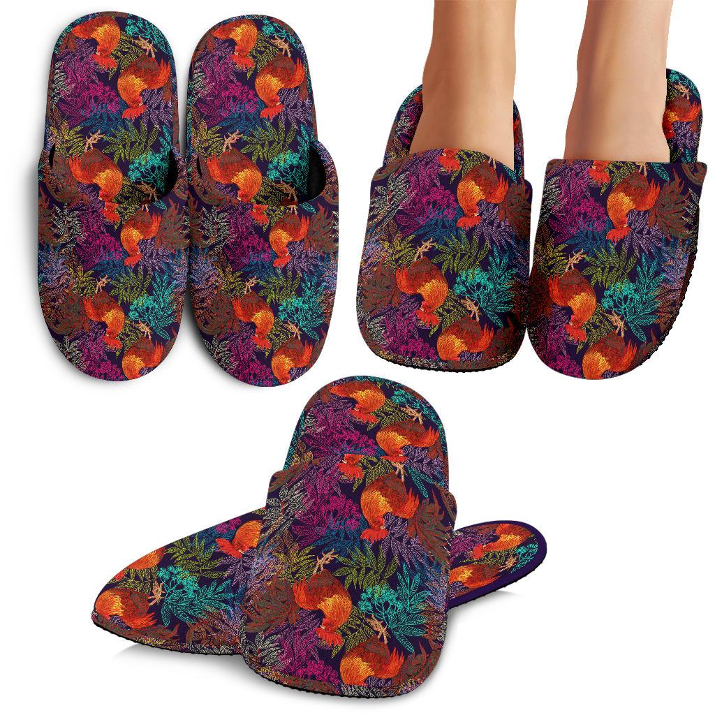 Rooster Print Style House Slippers