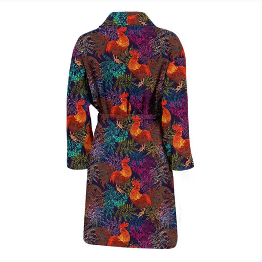 Rooster Print Style Men Bath Robe-JTAMIGO.COM