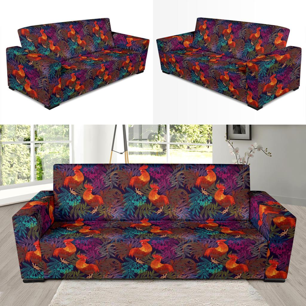 Rooster Print Style Sofa Slipcover-JTAMIGO.COM