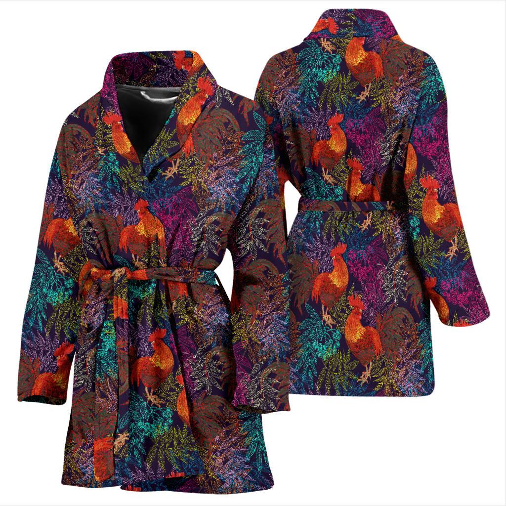 Rooster Print Style Women Bath Robe-JTAMIGO.COM