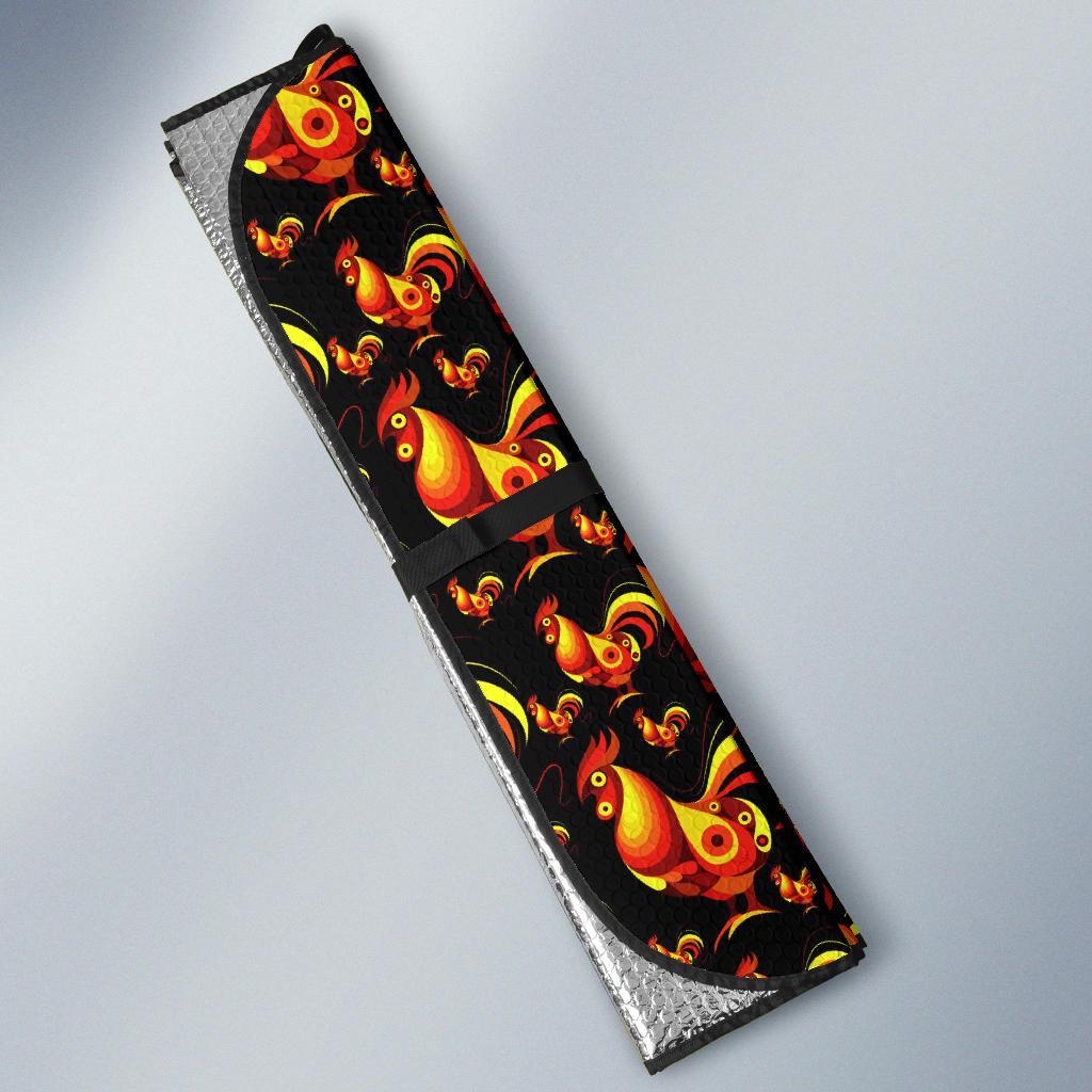 Rooster Print Themed Car Sun Shade For Windshield