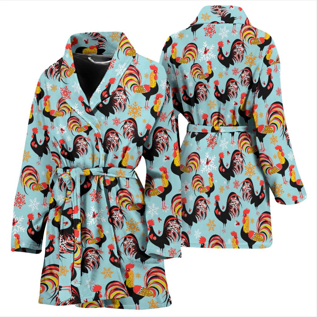 Rooster Themed Design Women Bath Robe-JTAMIGO.COM