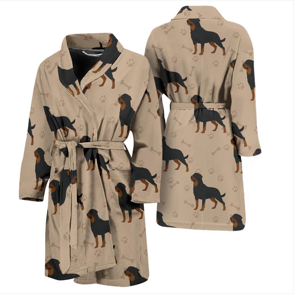 Rottweiler Pattern Print Design A01 Men Bathrobe-JORJUNE.COM