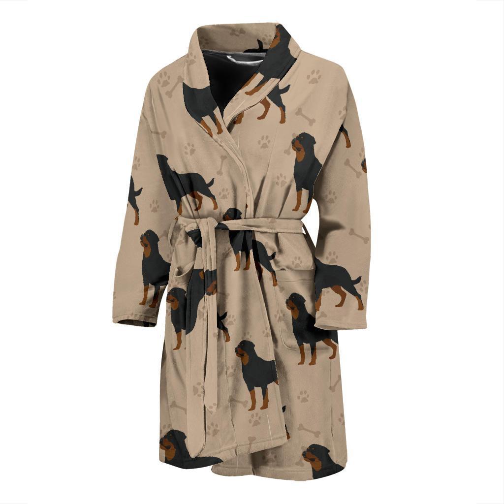 Rottweiler Pattern Print Design A01 Men Bathrobe-JORJUNE.COM