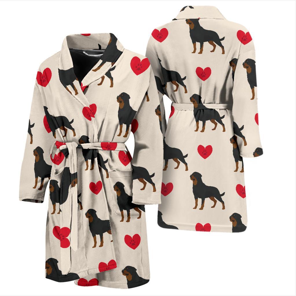 Rottweiler Pattern Print Design A02 Men Bathrobe-JORJUNE.COM