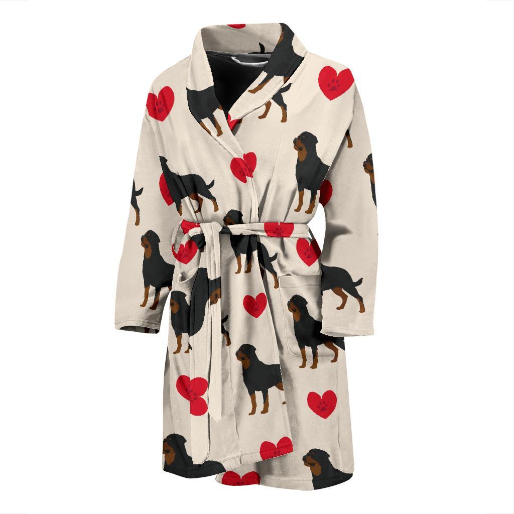 Rottweiler Pattern Print Design A02 Men Bathrobe-JORJUNE.COM