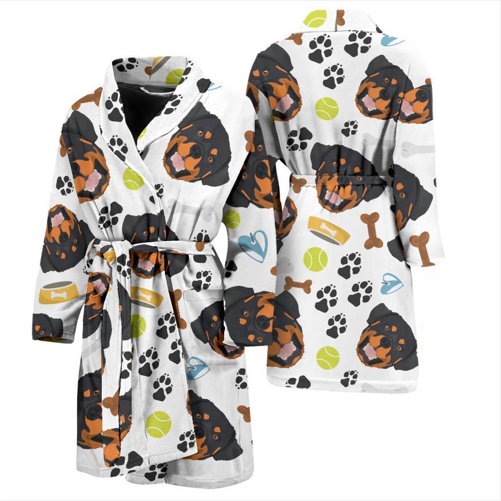 Rottweiler Pattern Print Design A04 Men Bathrobe-JORJUNE.COM