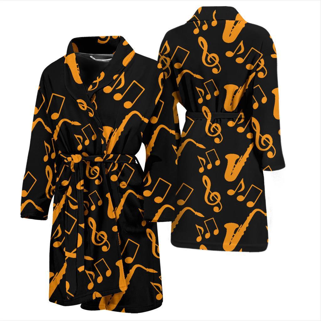 Saxophone Pattern Print Design 02 Men Bathrobe-JORJUNE.COM