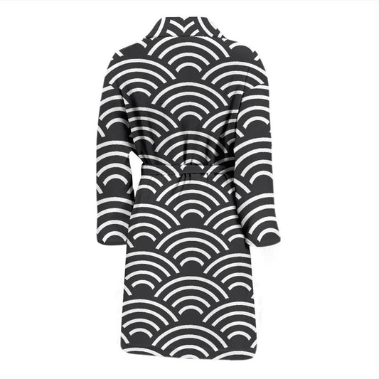 Scales Black White Pattern Print Design 03 Men Bathrobe-JORJUNE.COM