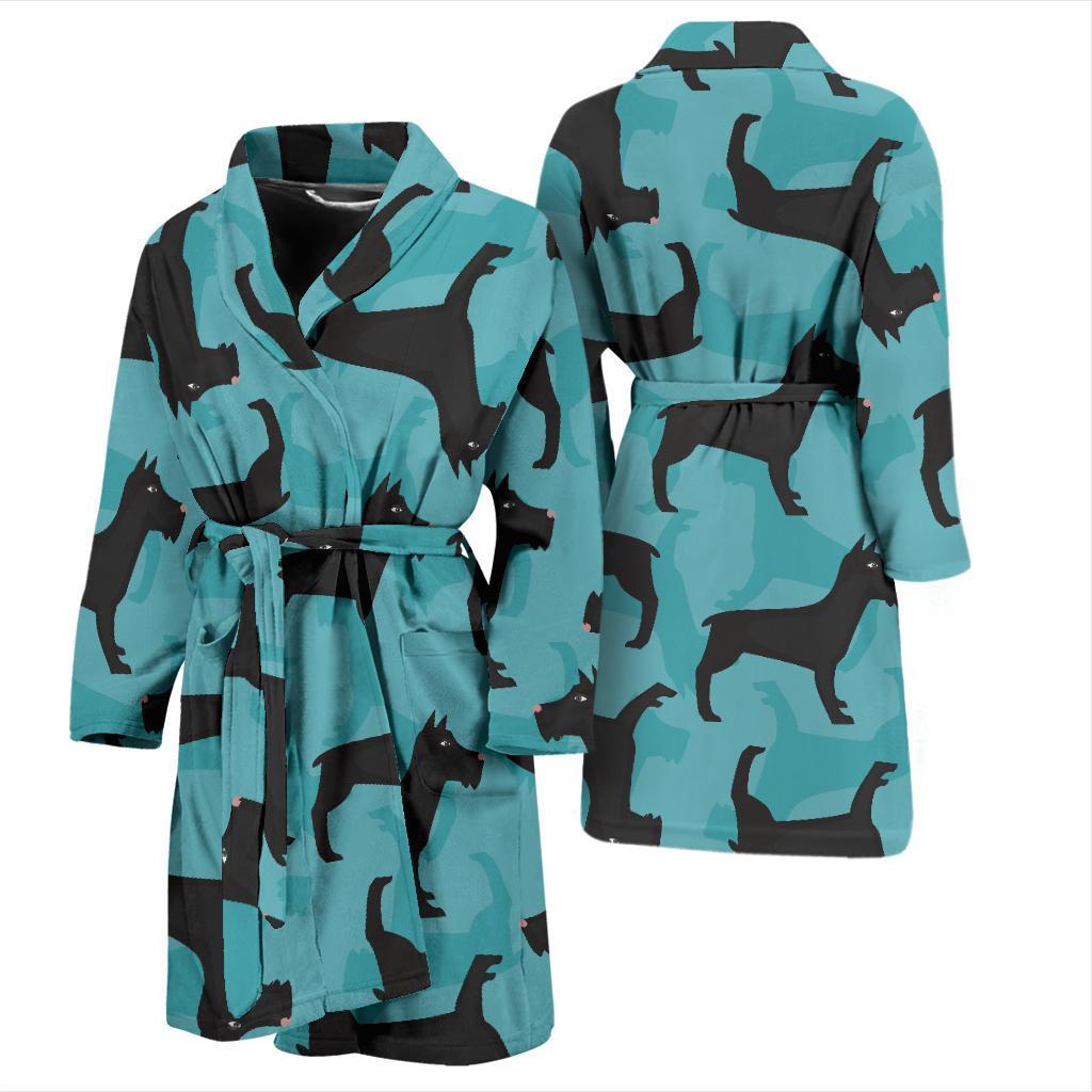 Schnauzers Pattern Print Design A01 Men Bathrobe-JORJUNE.COM