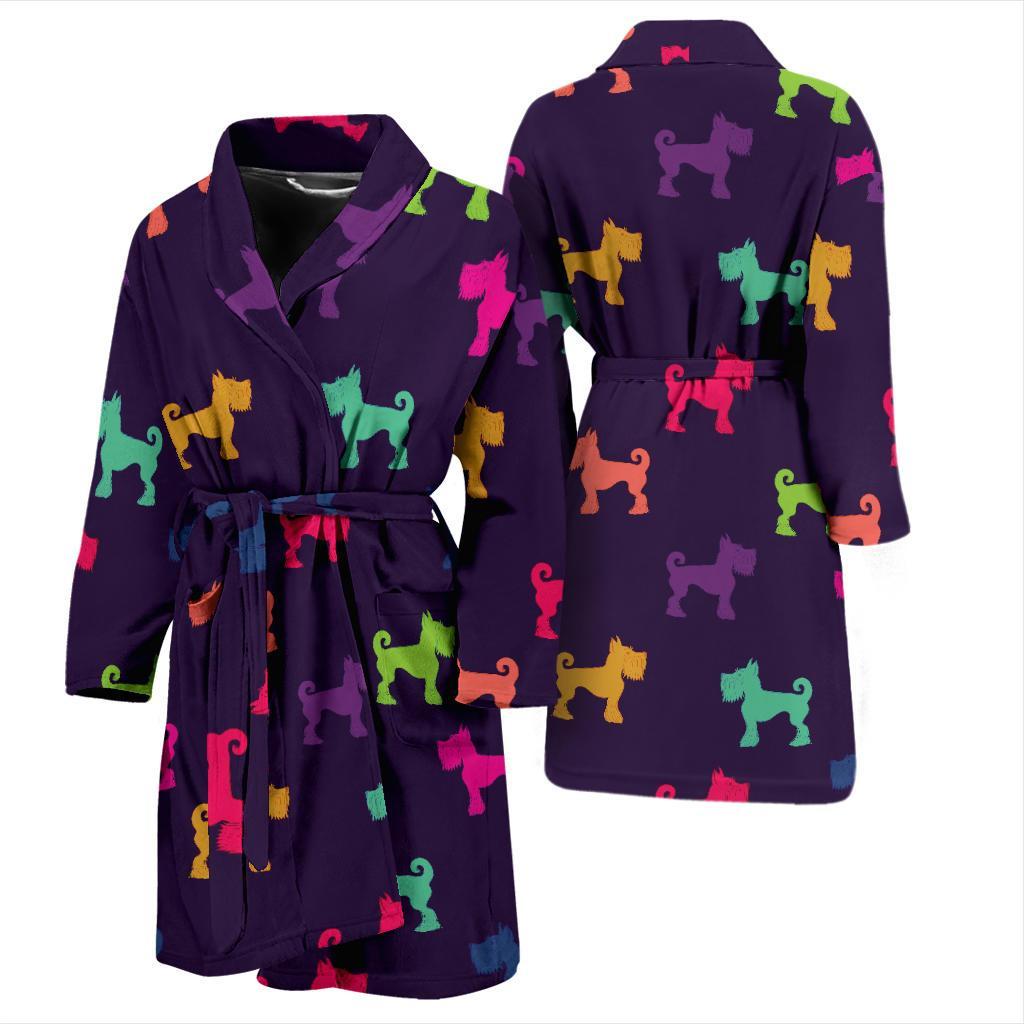 Schnauzers Pattern Print Design A05 Men Bathrobe-JORJUNE.COM
