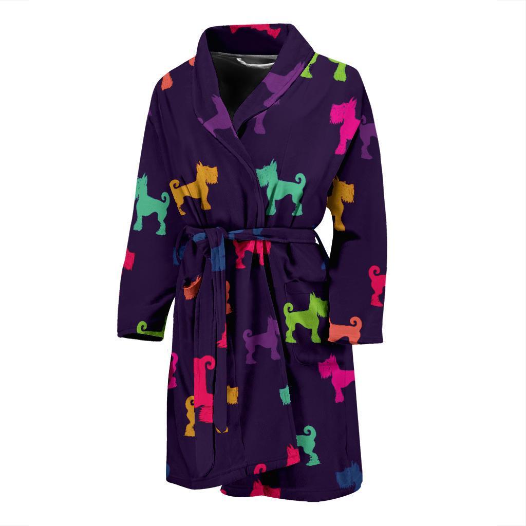 Schnauzers Pattern Print Design A05 Men Bathrobe-JORJUNE.COM